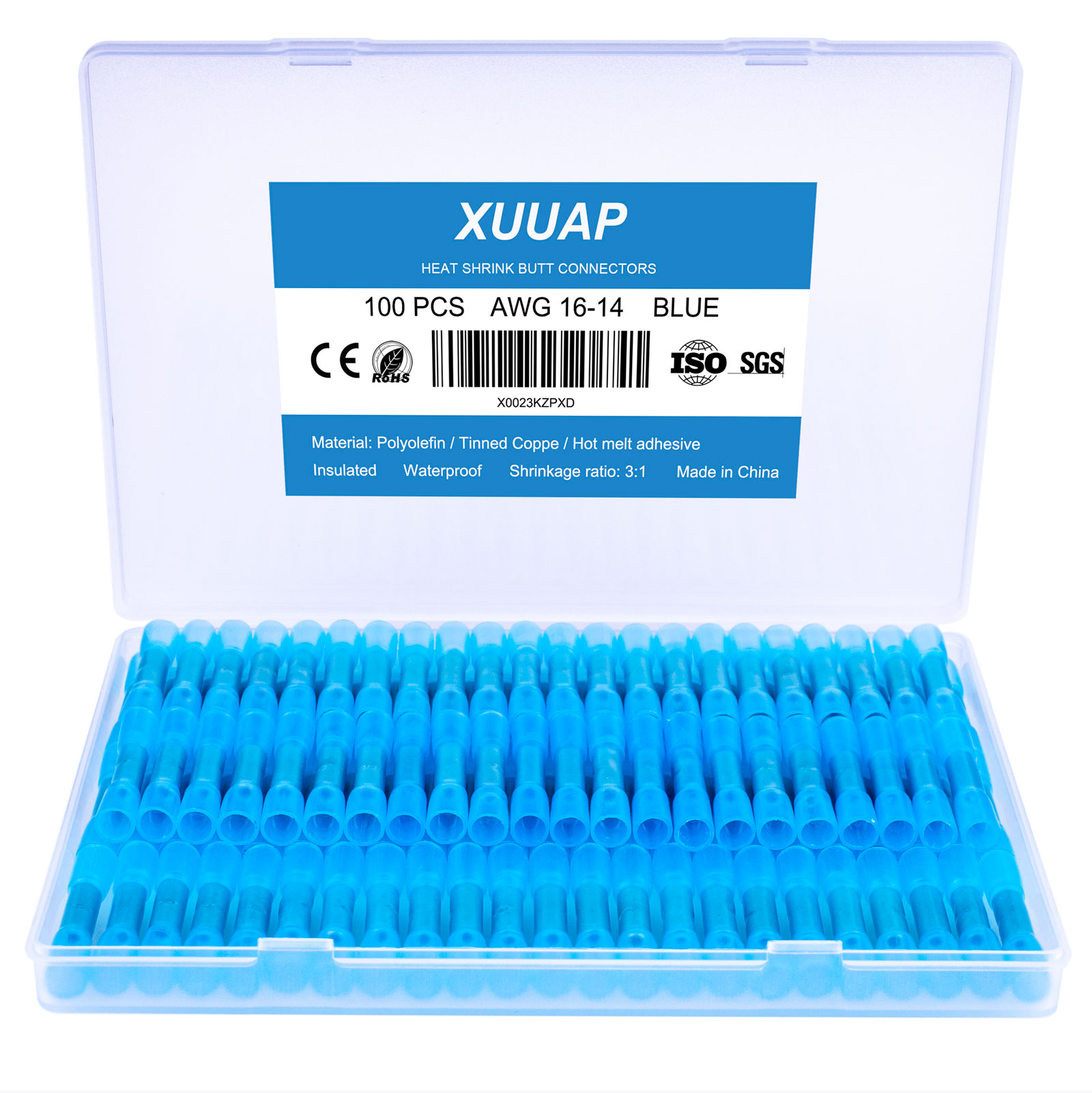 thumbnail image 2 of Blue Heat Shrink Marine Grade Butt Splice Crimp Connectors – AWG 16-14 – TheBoltBarn 2 of 5